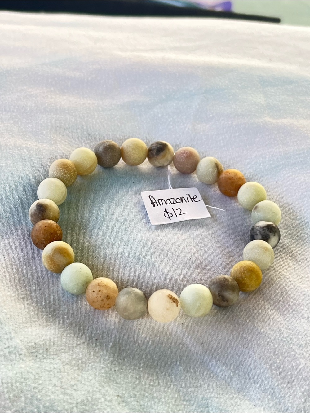 Handcrafted Amazonite Beaded Stretch Bracelet in Mixed Earth Tones
